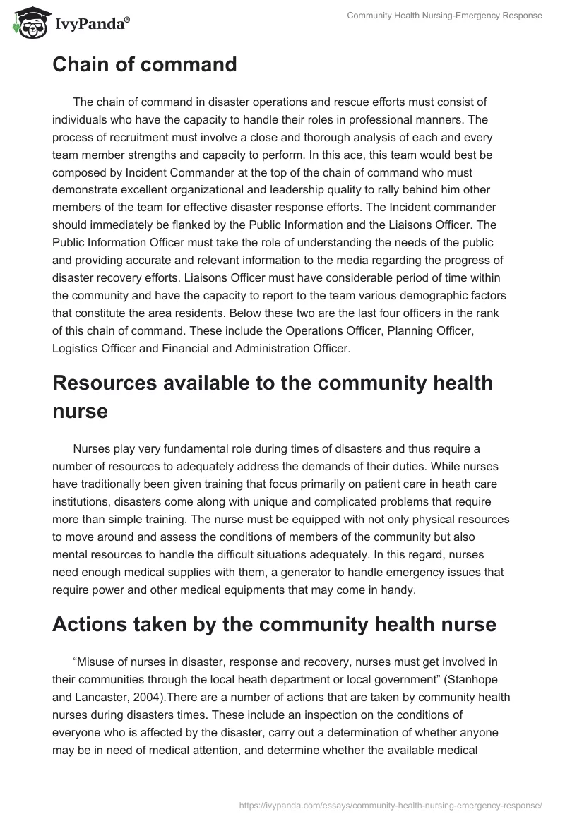 Community Health Nursing-Emergency Response. Page 2