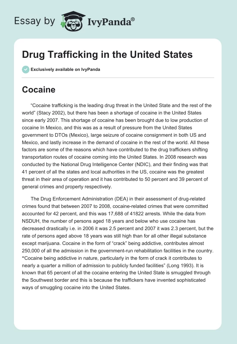Drug Trafficking in the United States. Page 1