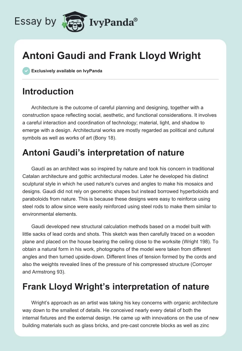 Antoni Gaudi and Frank Lloyd Wright. Page 1