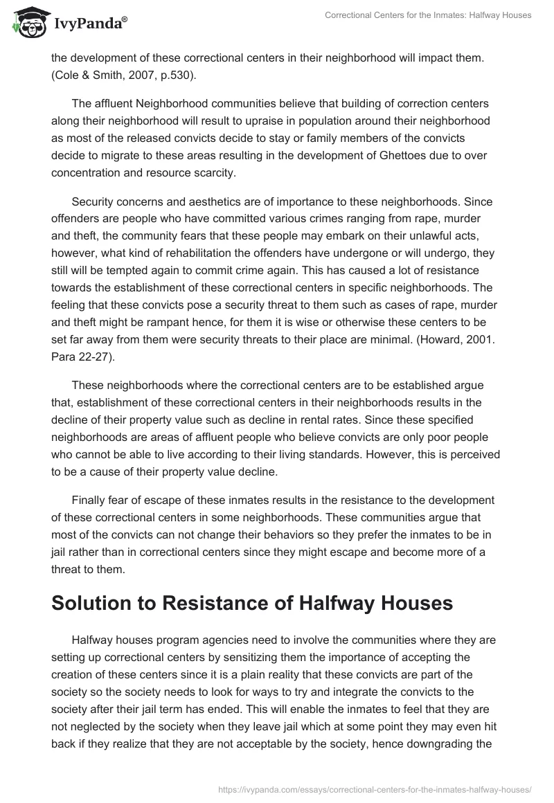 Correctional Centers for the Inmates: Halfway Houses. Page 2