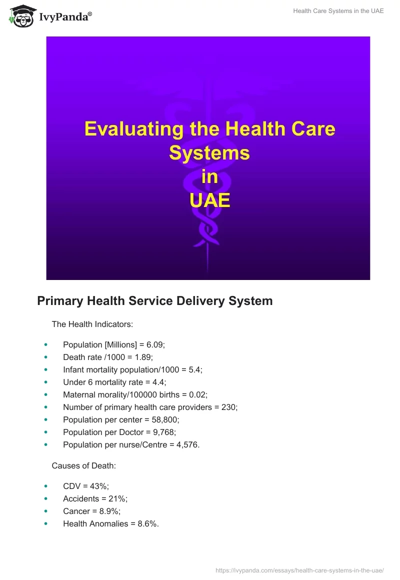 Health Care Systems in the UAE. Page 4