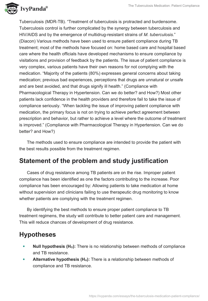 The Tuberculosis Medication: Patient Compliance. Page 2