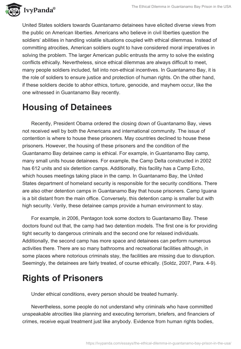 The Ethical Dilemma in Guantanamo Bay Prison in the USA. Page 2