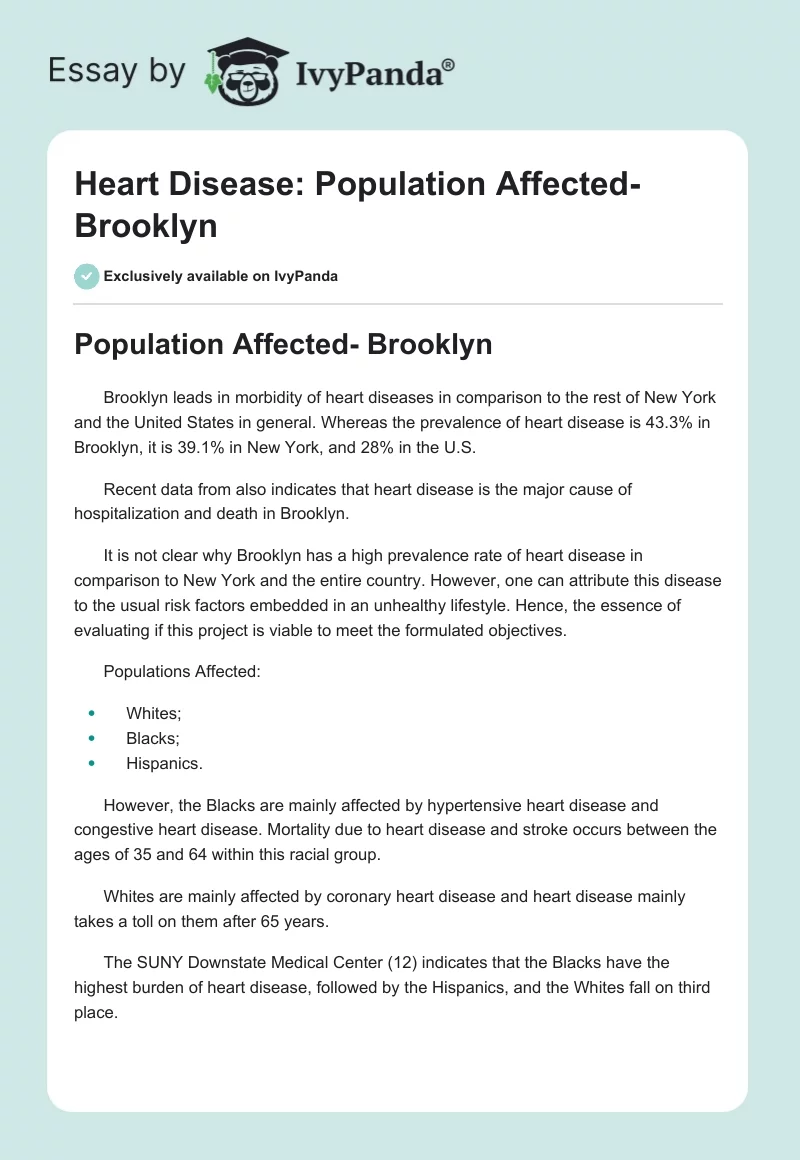 Heart Disease: Population Affected- Brooklyn. Page 1