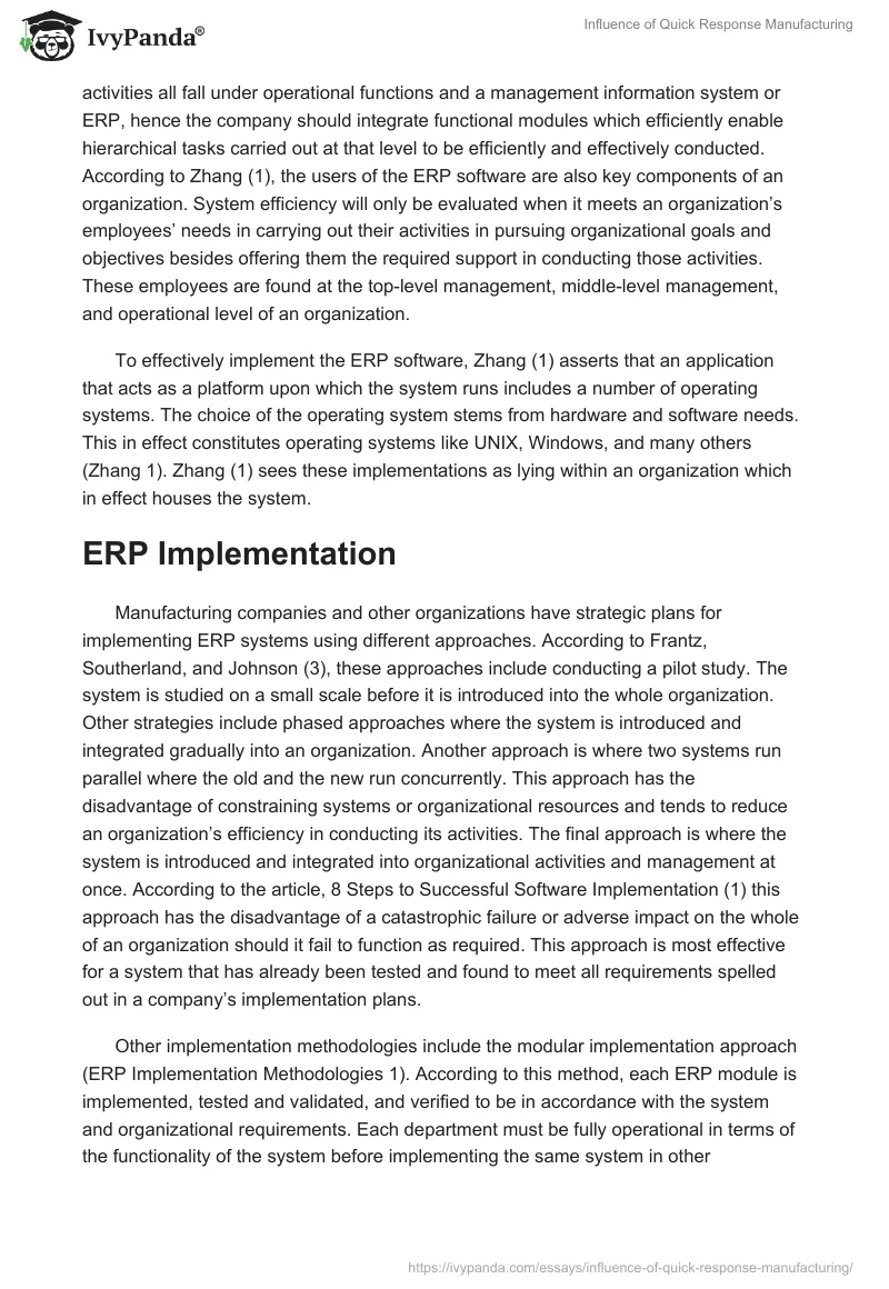 Influence of Quick Response Manufacturing. Page 4