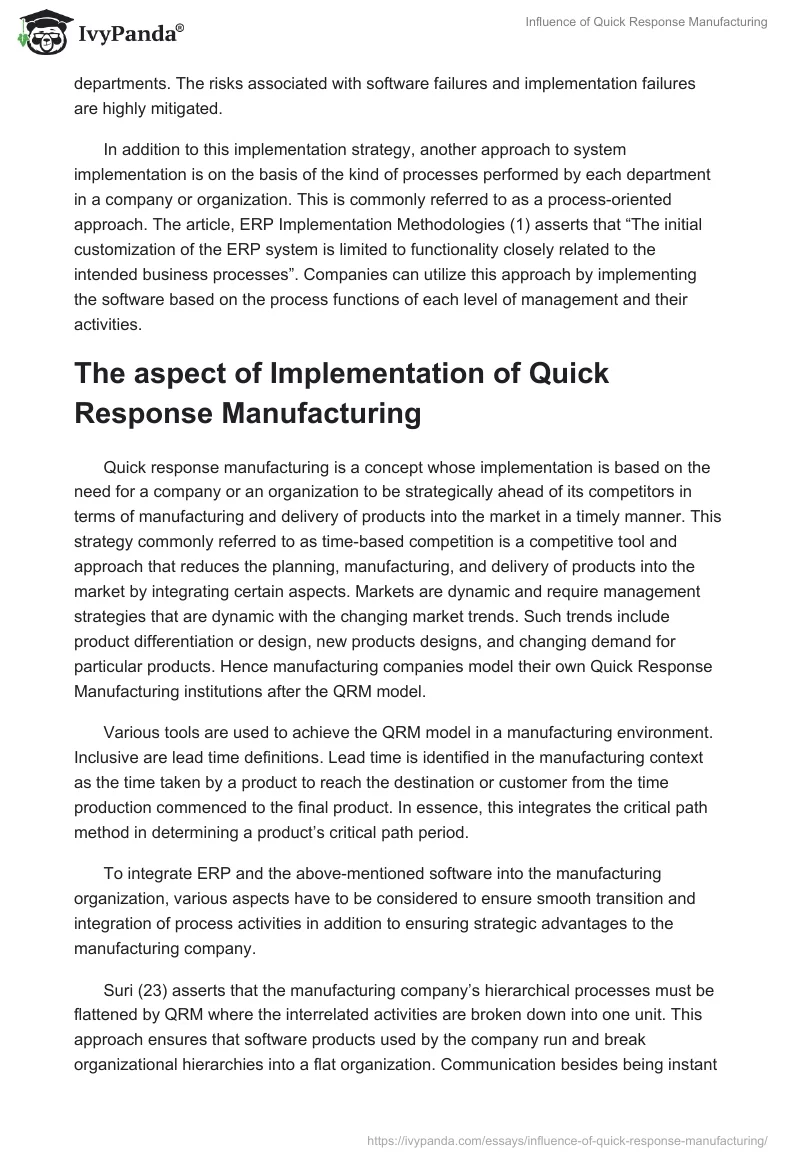 Influence of Quick Response Manufacturing. Page 5