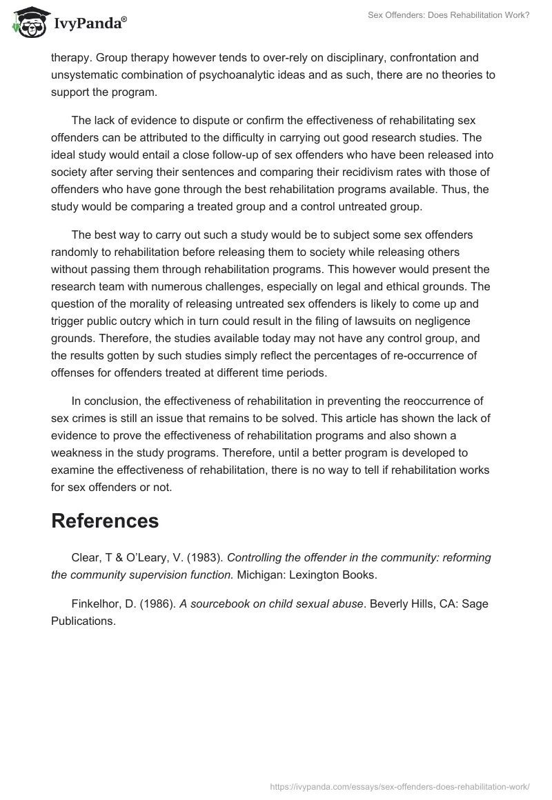 Sex Offenders: Does Rehabilitation Work?. Page 2