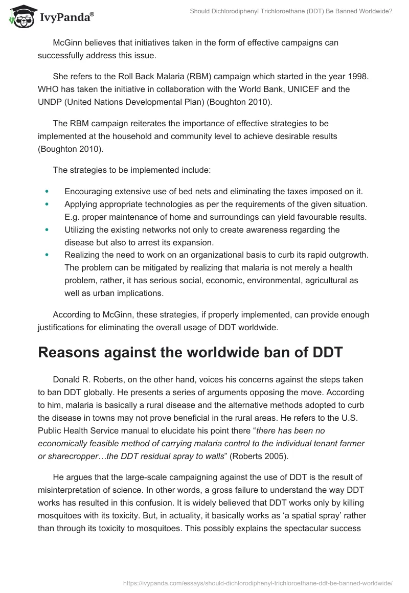 Should Dichlorodiphenyl Trichloroethane (DDT) Be Banned Worldwide?. Page 4