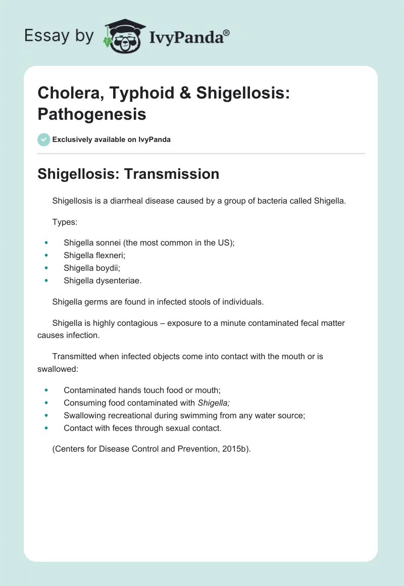 Cholera, Typhoid & Shigellosis: Pathogenesis. Page 1