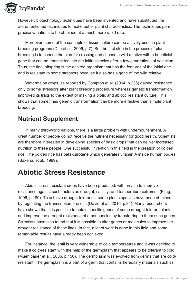 Improving Stress Resistance in Agricultural Crops. Page 5