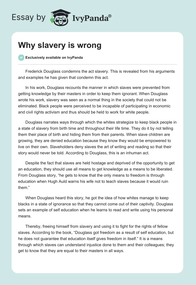 Why slavery is wrong. Page 1