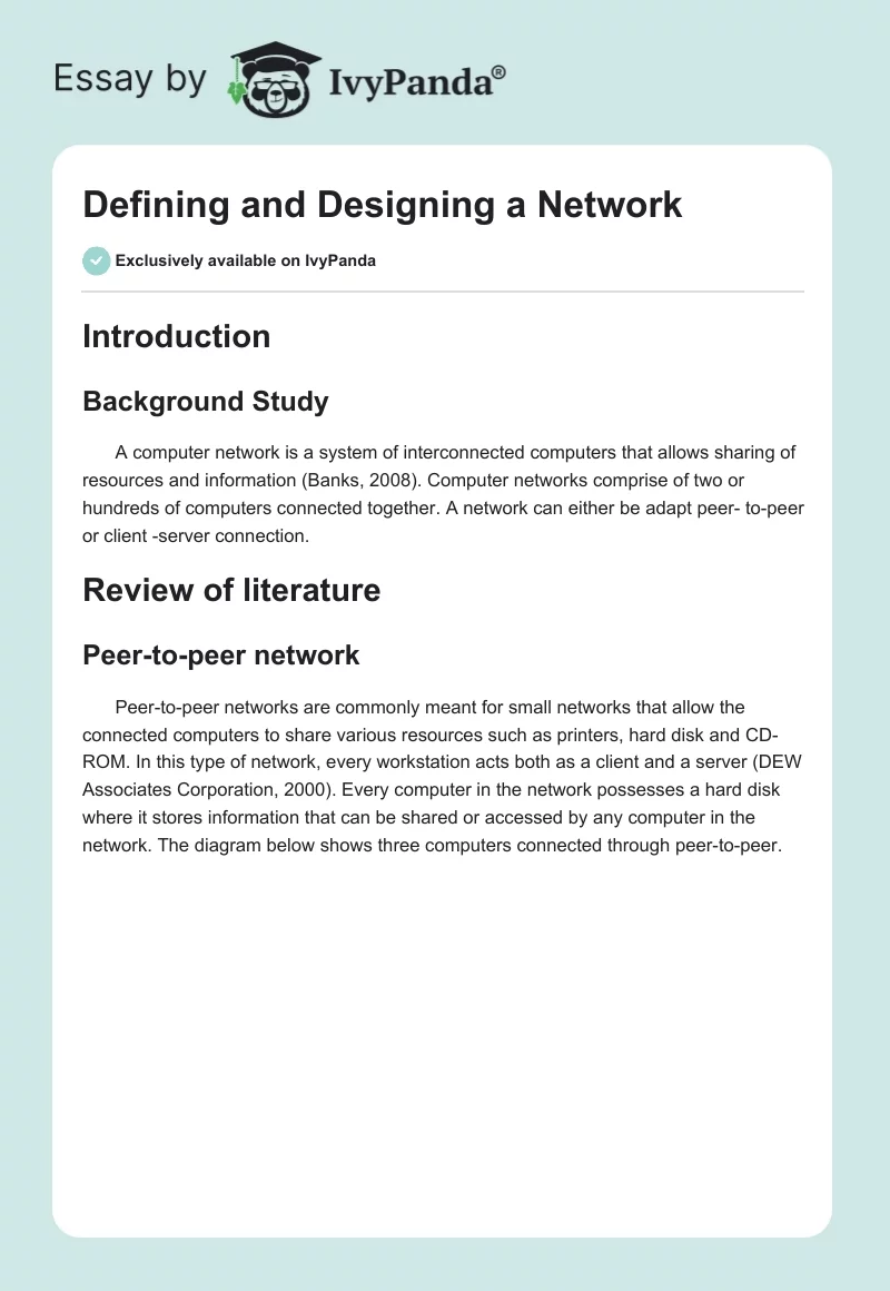 Defining and Designing a Network. Page 1