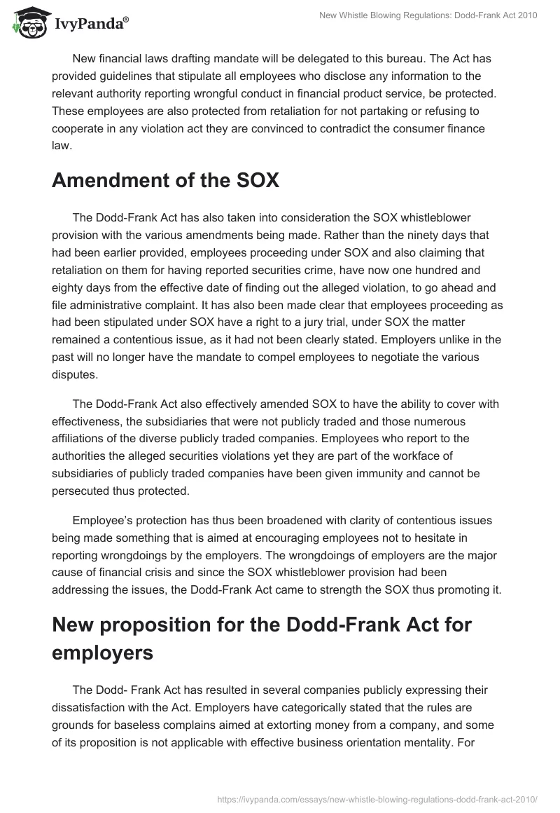 New Whistle Blowing Regulations: Dodd-Frank Act 2010. Page 3