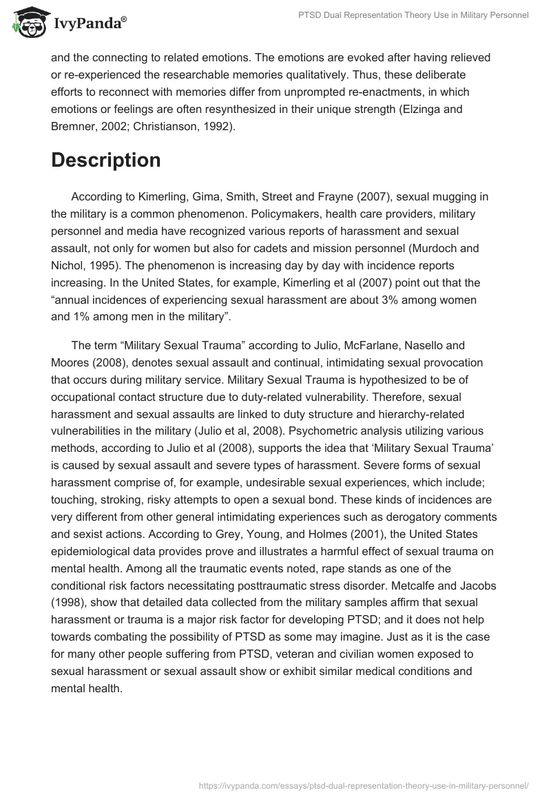 PTSD Dual Representation Theory Use in Military Personnel. Page 2