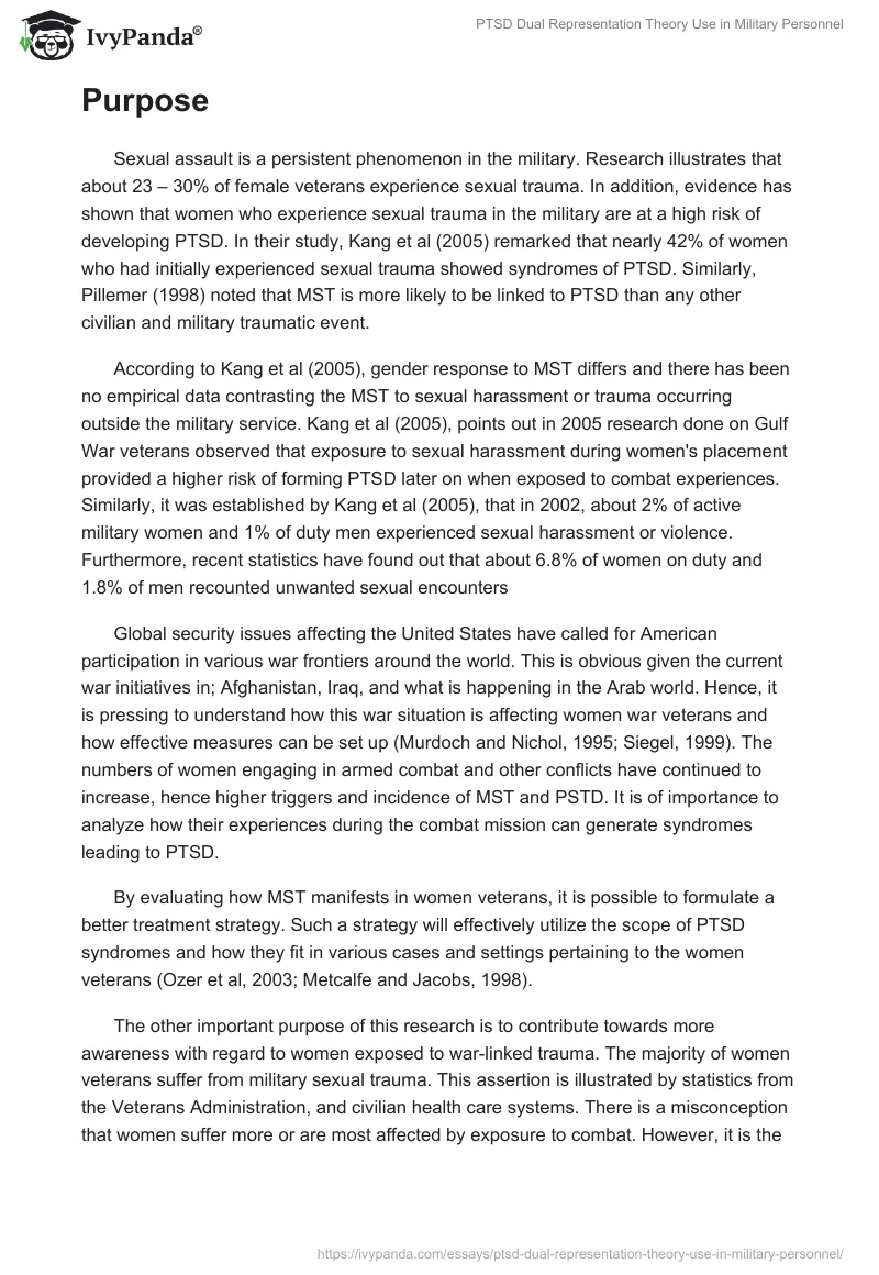 PTSD Dual Representation Theory Use in Military Personnel. Page 3