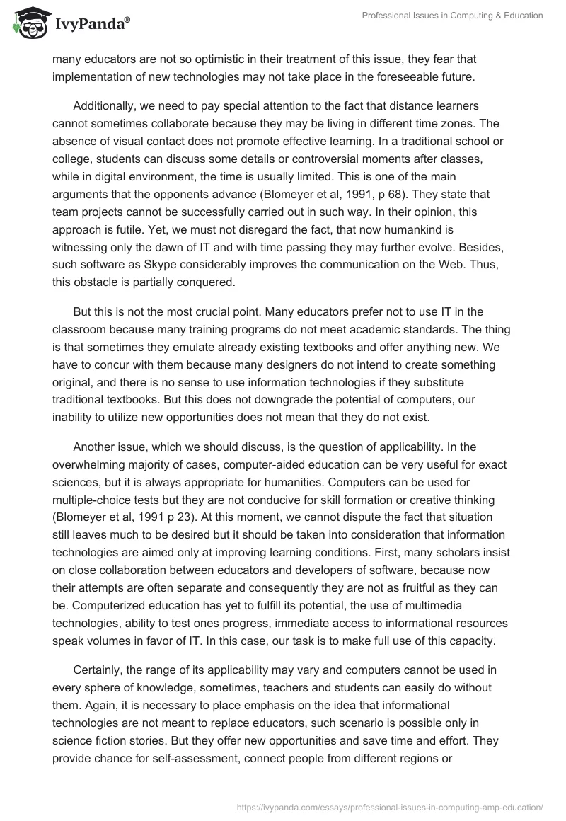 Professional Issues in Computing & Education. Page 4