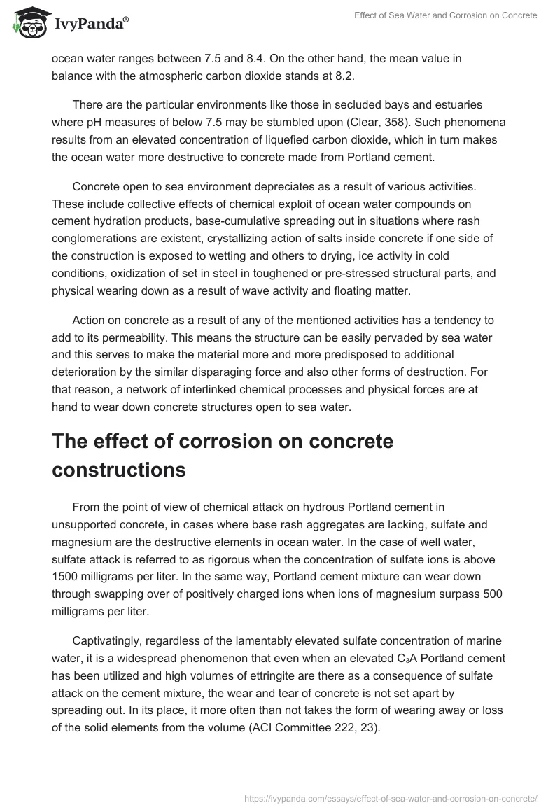 Effect of Sea Water and Corrosion on Concrete. Page 3