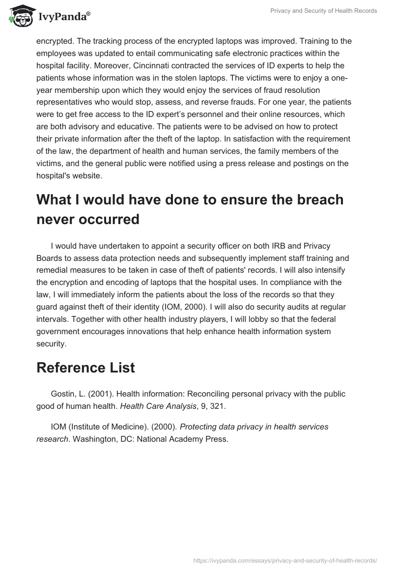 Privacy and Security of Health Records. Page 2