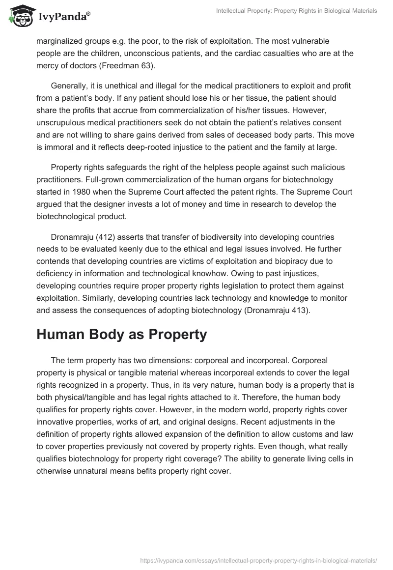 Intellectual Property: Property Rights in Biological Materials. Page 3