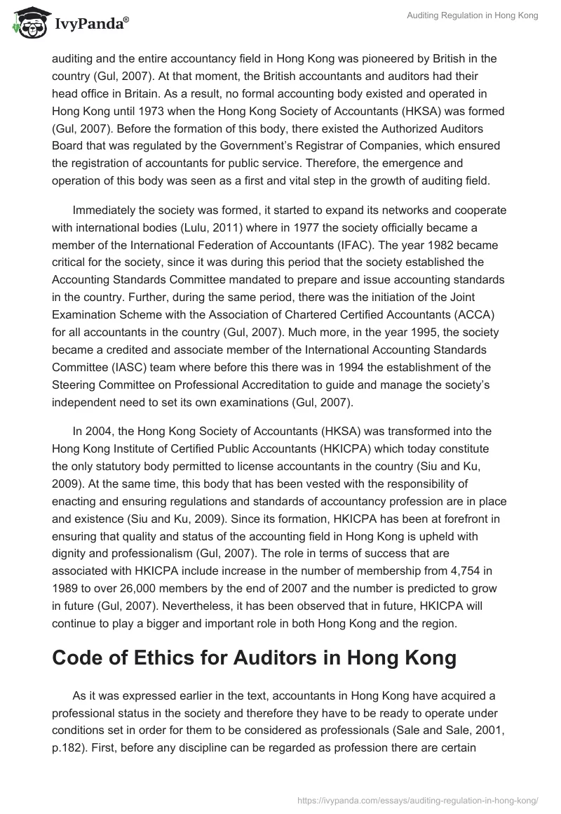 Auditing Regulation in Hong Kong. Page 2