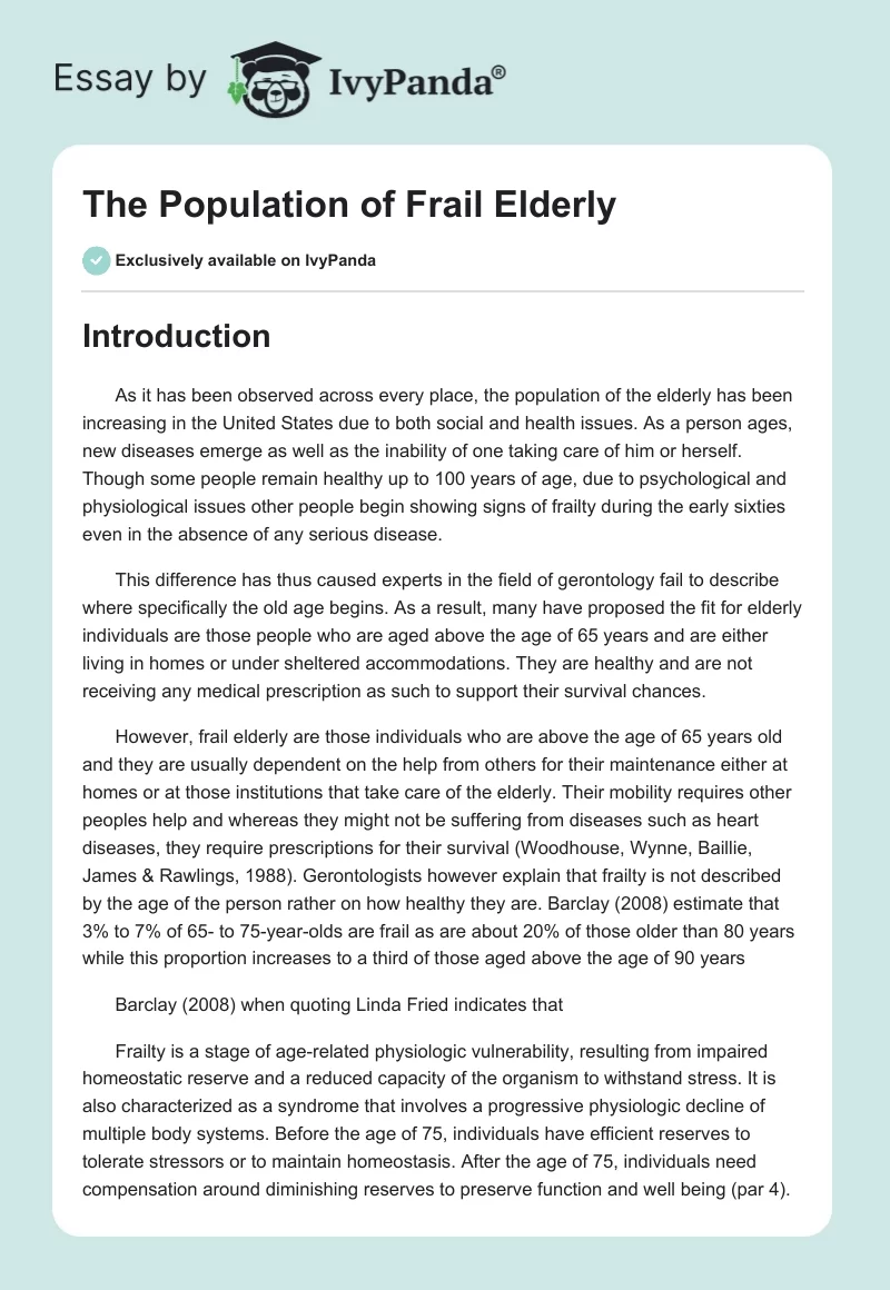 The Population of Frail Elderly. Page 1