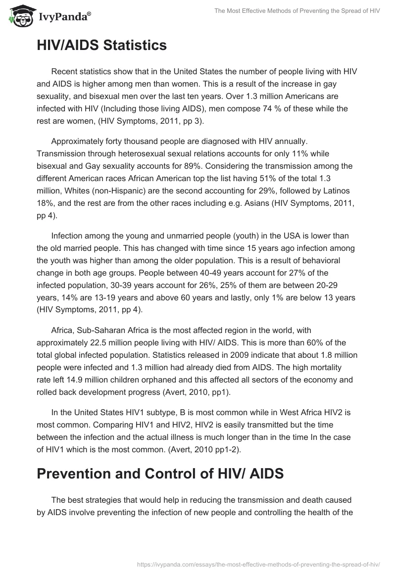 The Most Effective Methods of Preventing the Spread of HIV. Page 2