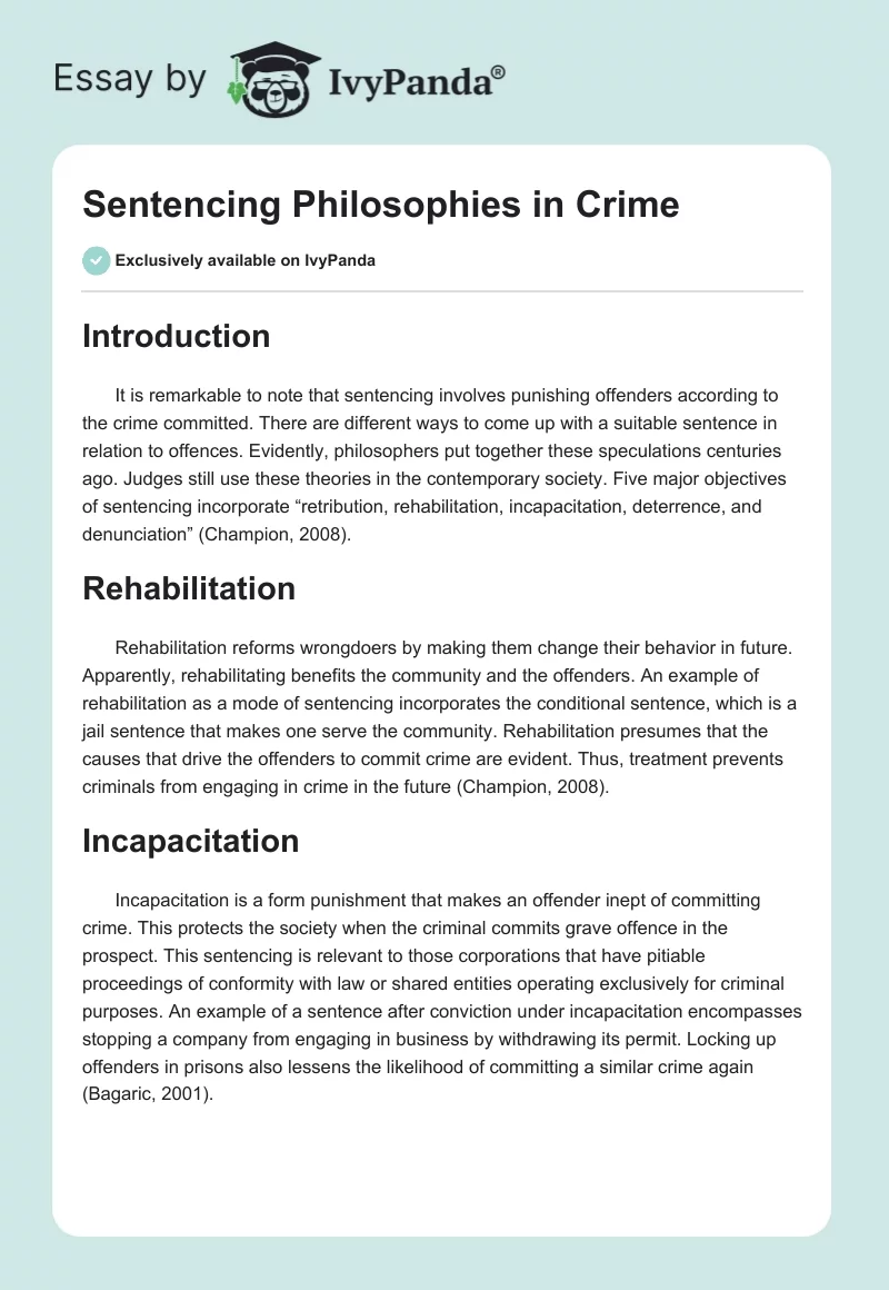 Sentencing Philosophies in Crime. Page 1