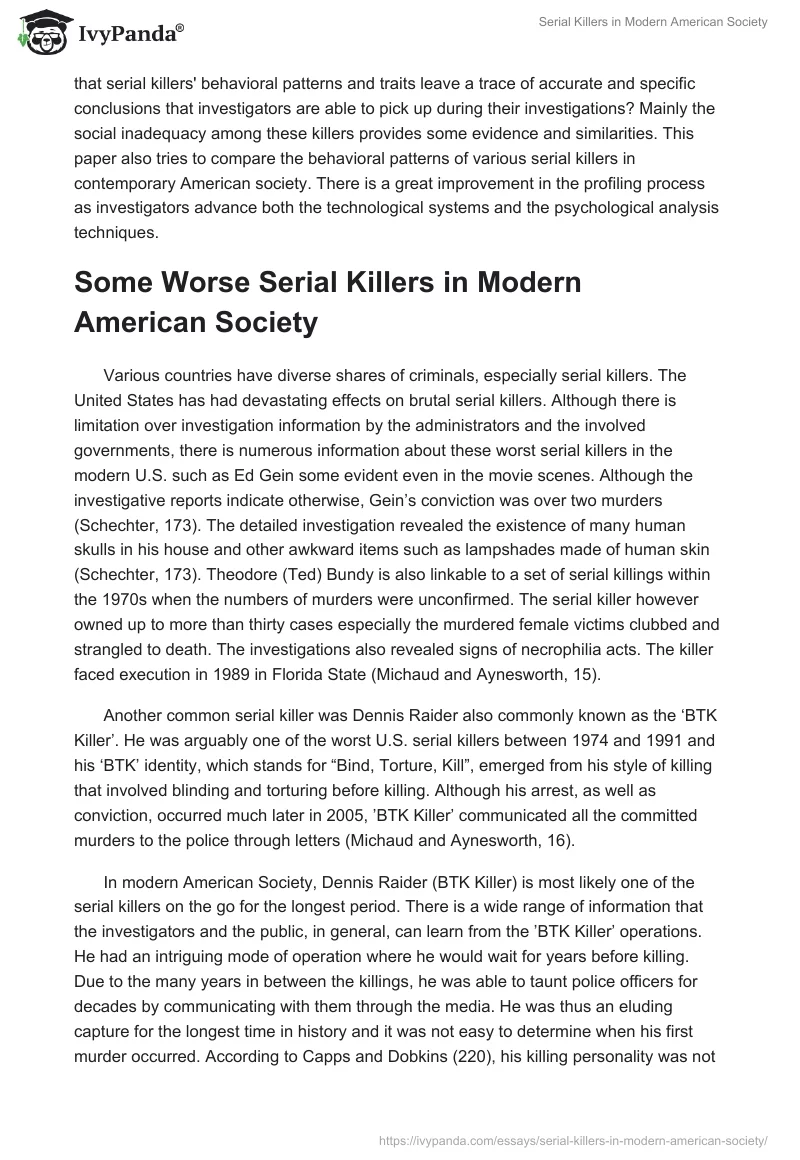 Serial Killers in Modern American Society. Page 2