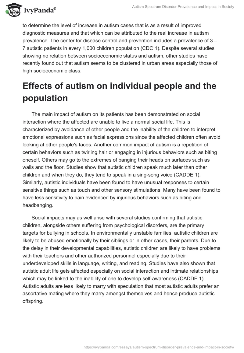 Autism Spectrum Disorder Prevalence and Impact in Society. Page 2