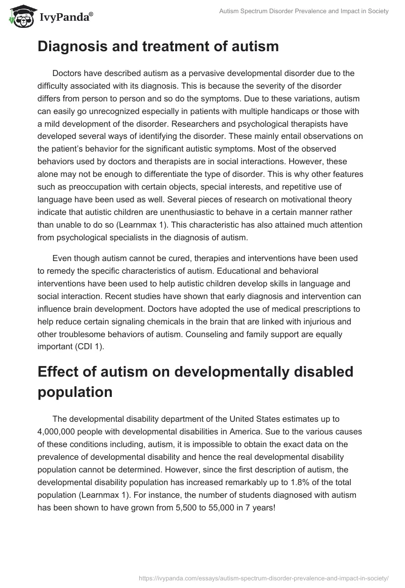 Autism Spectrum Disorder Prevalence and Impact in Society. Page 3