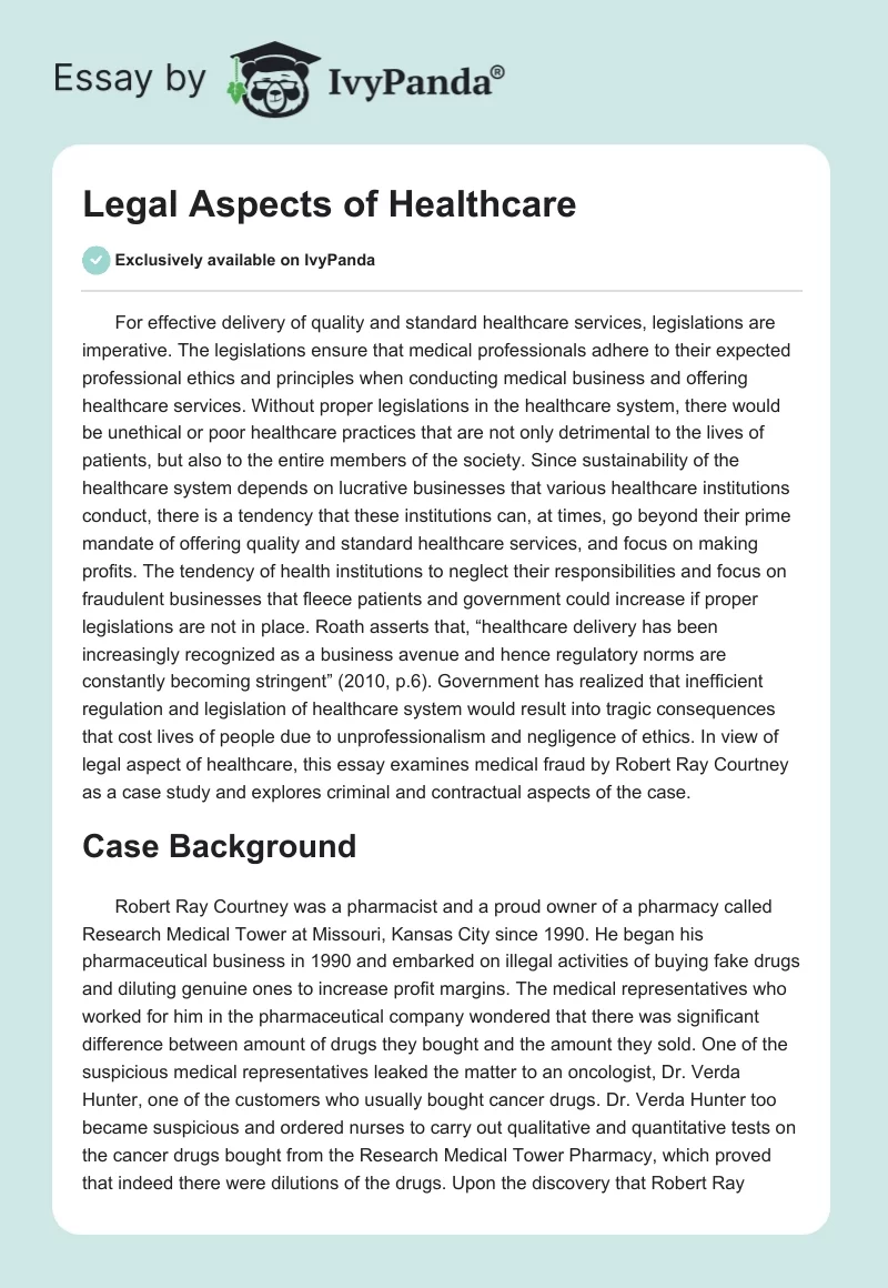 Legal Aspects of Healthcare. Page 1