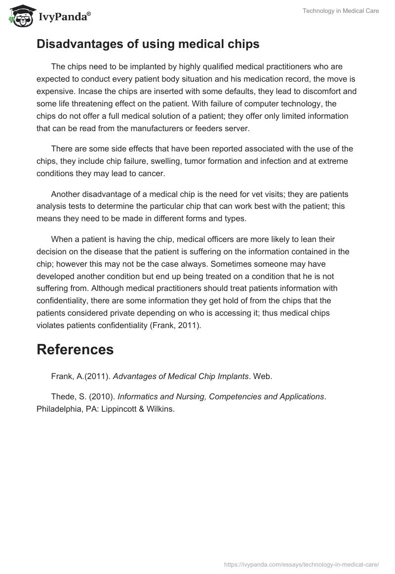 Technology in Medical Care. Page 2