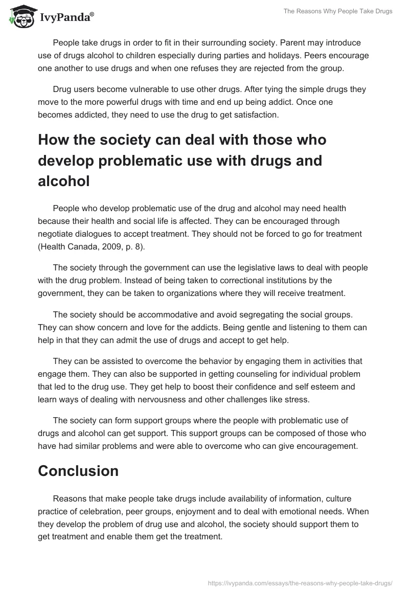 The Reasons Why People Take Drugs. Page 2