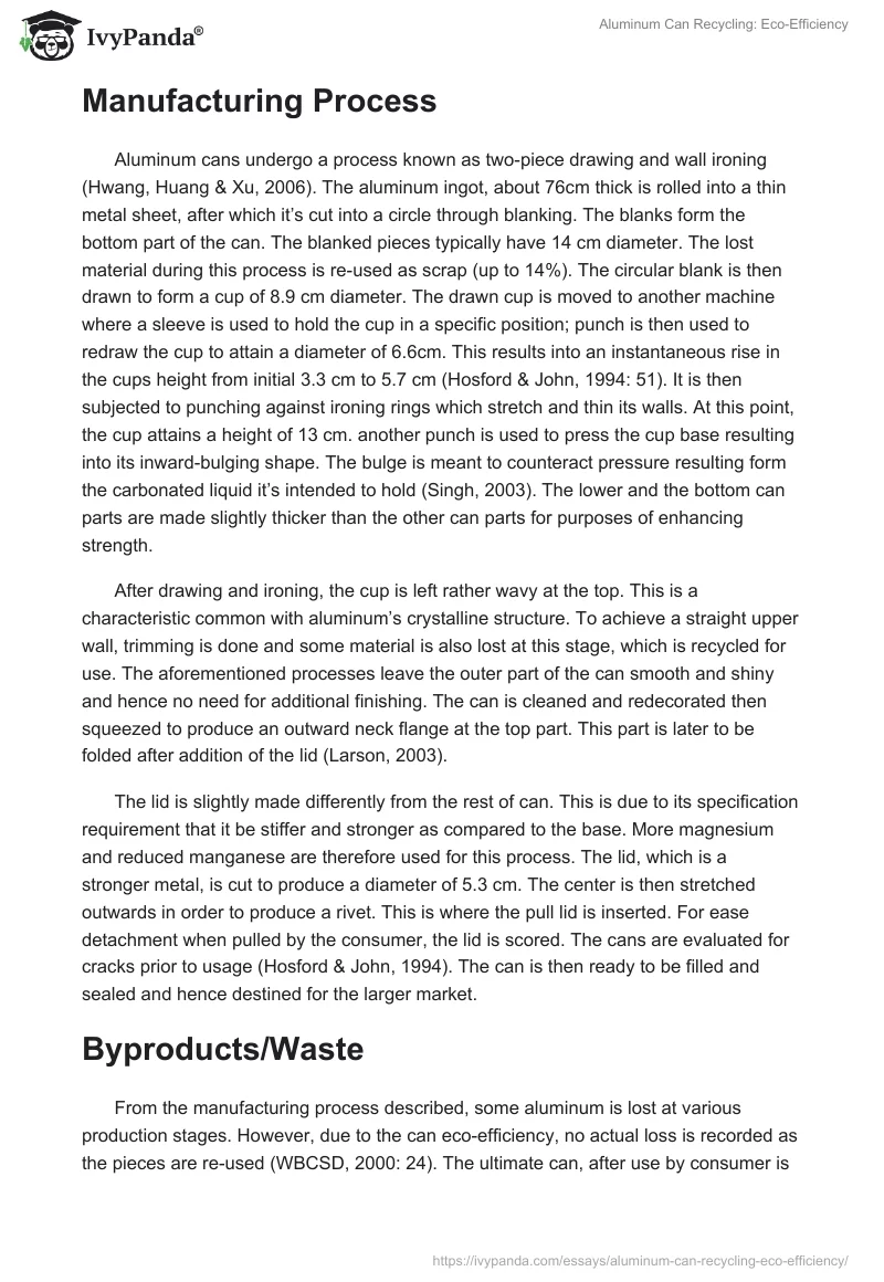 Aluminum Can Recycling: Eco-Efficiency. Page 2