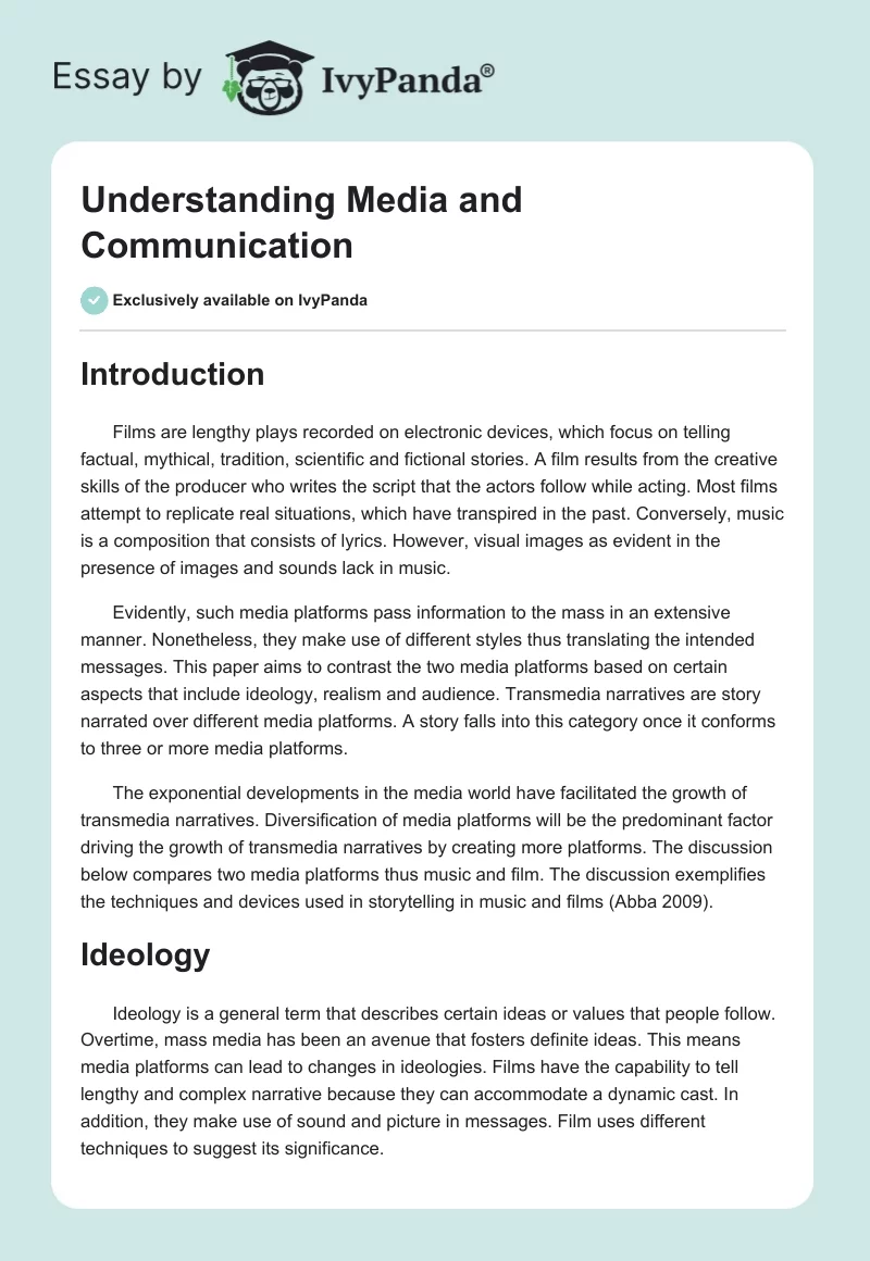 Understanding Media and Communication. Page 1