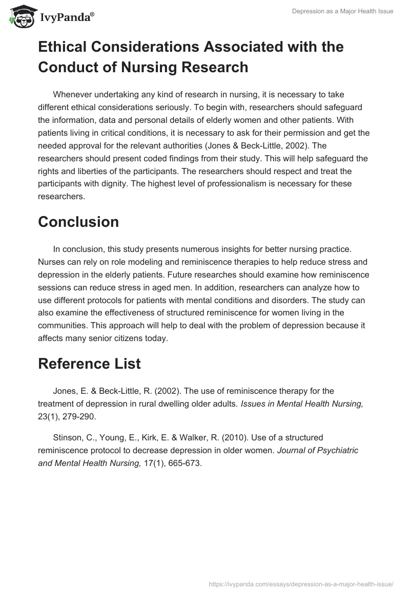 Depression as a Major Health Issue. Page 3