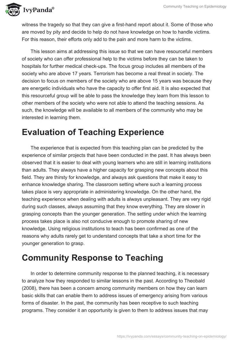 Community Teaching on Epidemiology. Page 2