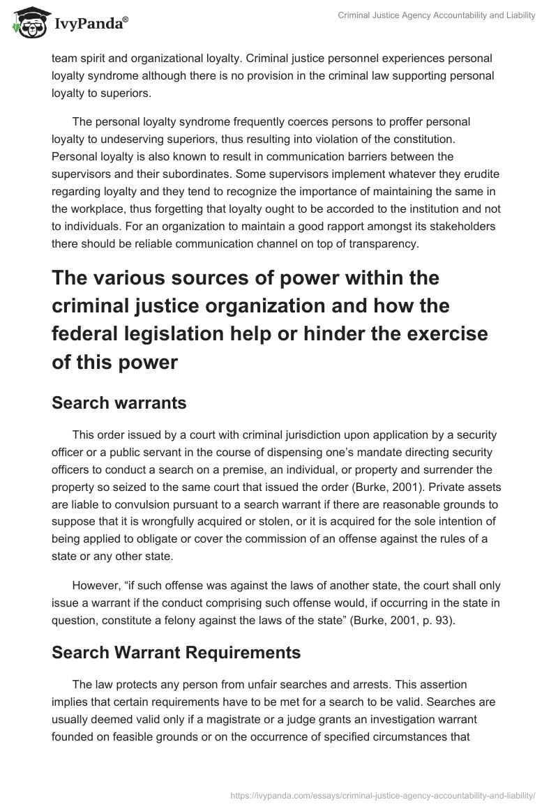 Criminal Justice Agency Accountability and Liability. Page 3