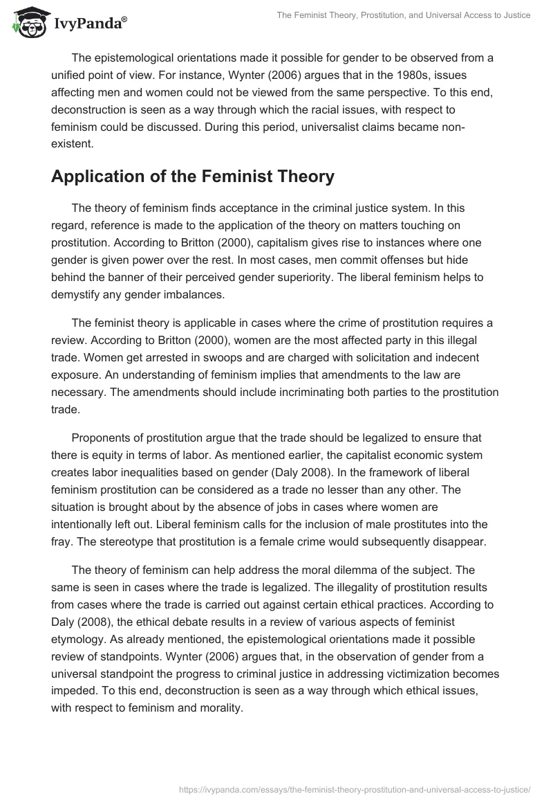 The Feminist Theory, Prostitution, and Universal Access to Justice. Page 5