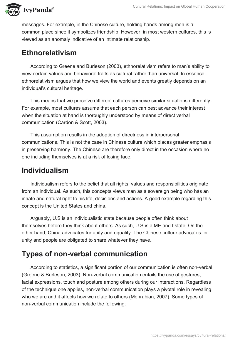 Cultural Relations: Impact on Global Human Cooperation. Page 3