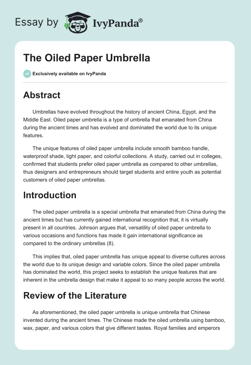The Oiled Paper Umbrella. Page 1