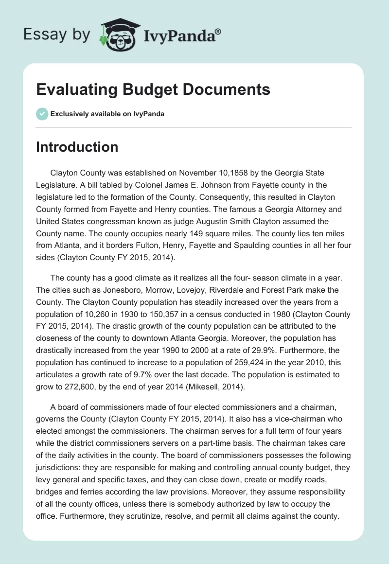 Evaluating Budget Documents. Page 1