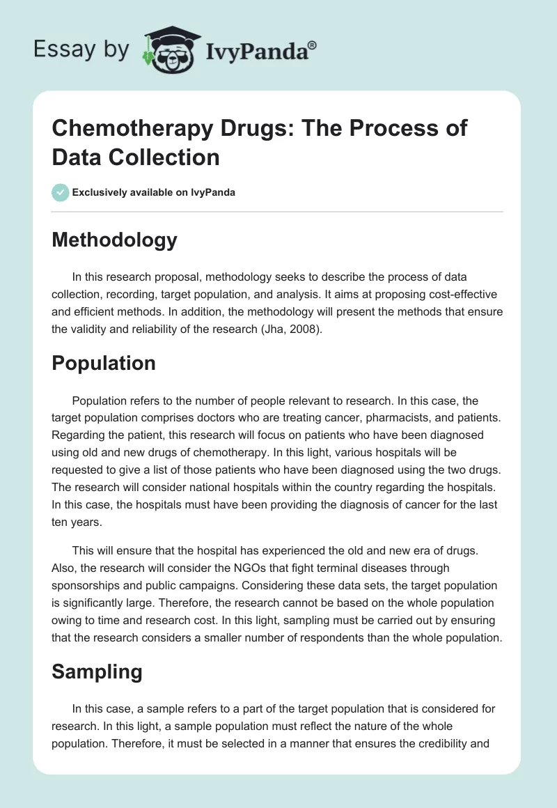Chemotherapy Drugs: The Process of Data Collection. Page 1