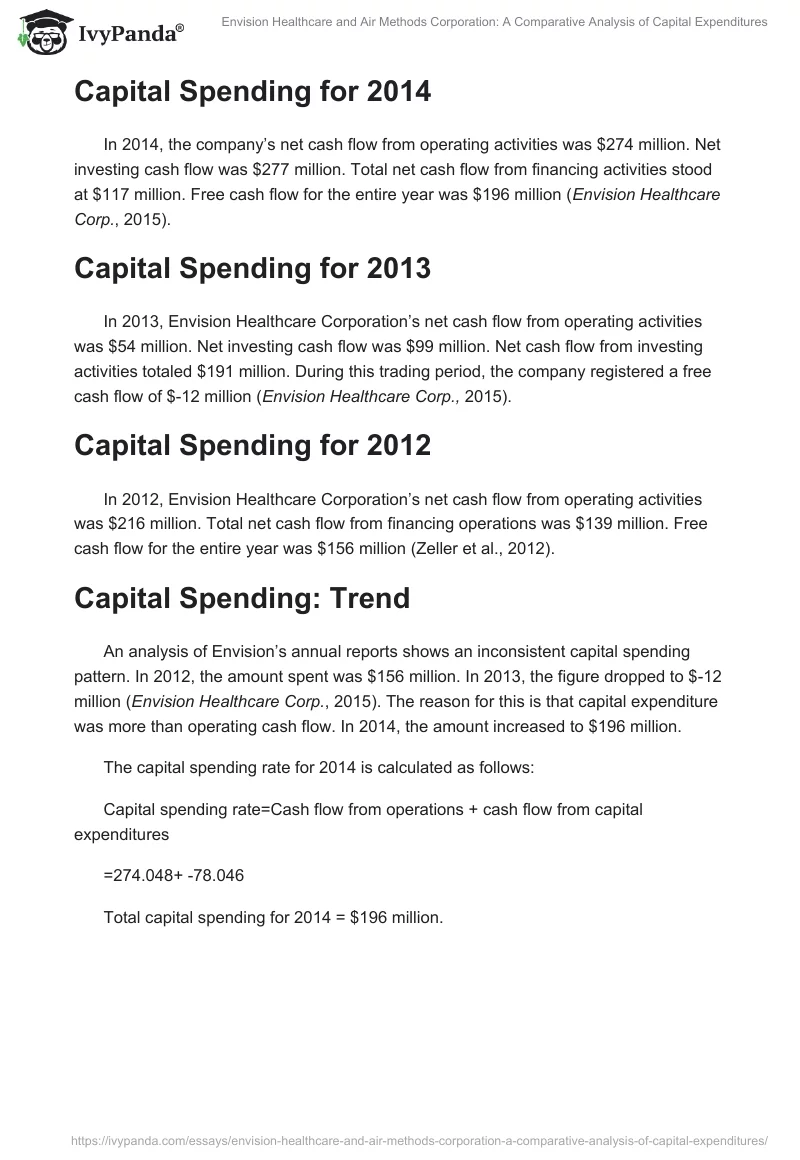 Envision Healthcare and Air Methods Corporation: A Comparative Analysis of Capital Expenditures. Page 3