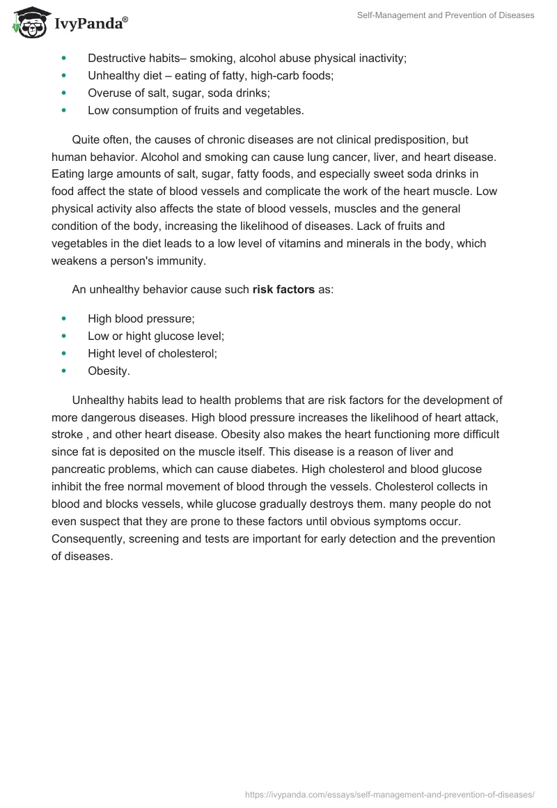Self-Management and Prevention of Diseases. Page 3