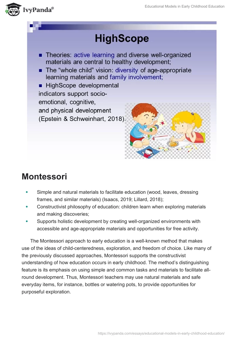 Educational Models in Early Childhood Education. Page 5