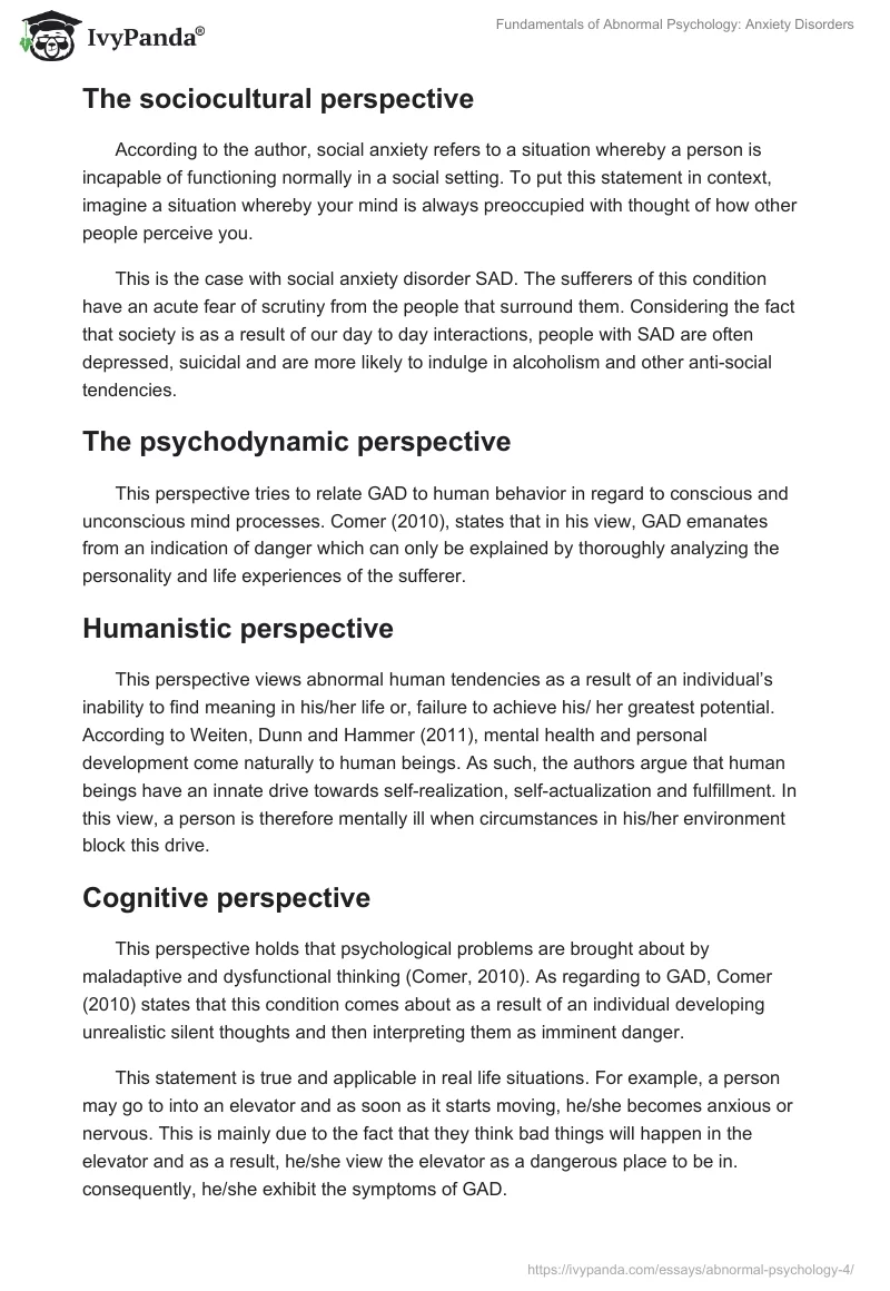 Fundamentals of Abnormal Psychology: Anxiety Disorders. Page 3