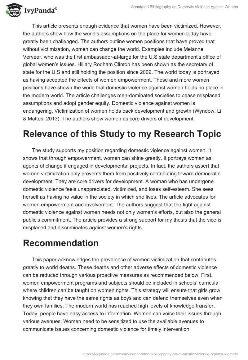 Annotated Bibliography on Domestic Violence Against Women. Page 3