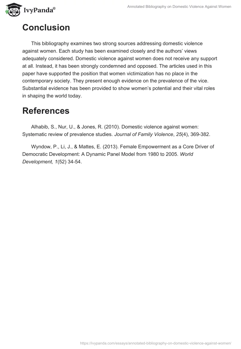 Annotated Bibliography on Domestic Violence Against Women. Page 4
