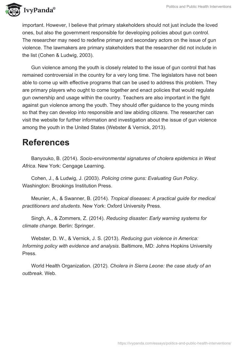 Politics and Public Health Interventions. Page 3